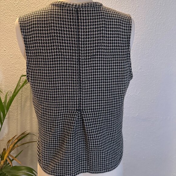 Columbia Rare 100% Cotton Tweed Black and White Vest Classic Knitted - Picture 4 of 9